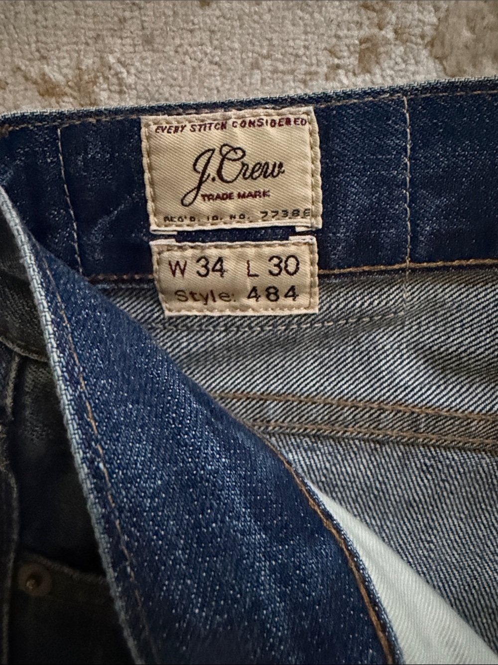 J. Crew Men's Dark Blue Straight Jeans